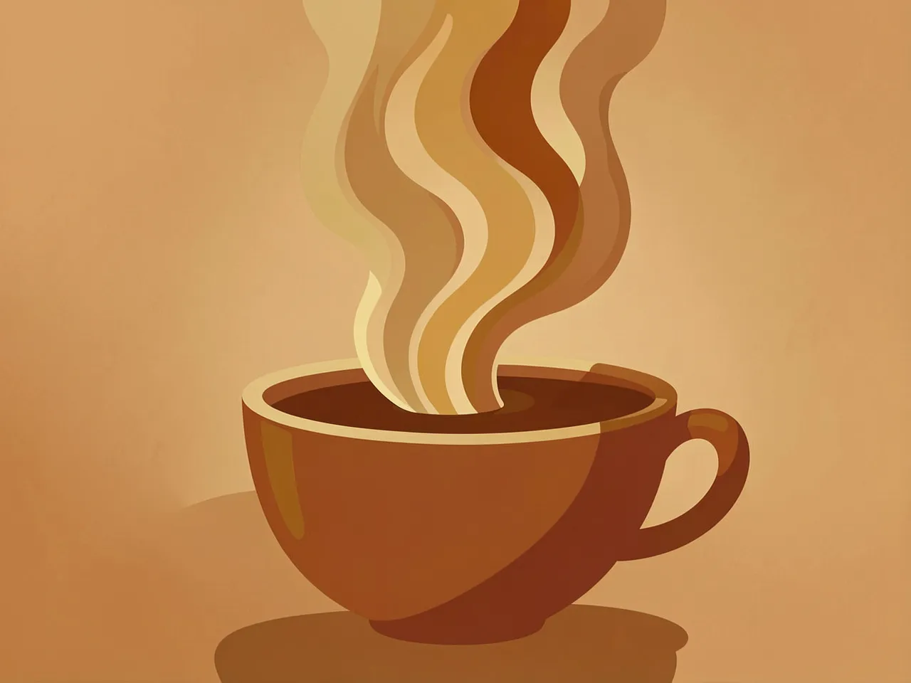 Abstract illustration of rising steam from a herbal tea cup in warm earthy tones